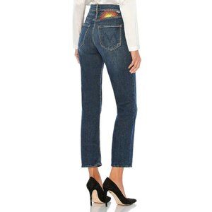 MOTHER Jeans Womens 27 The Tomcat Ankle Roasting Nuts Embroidery Detail Straight